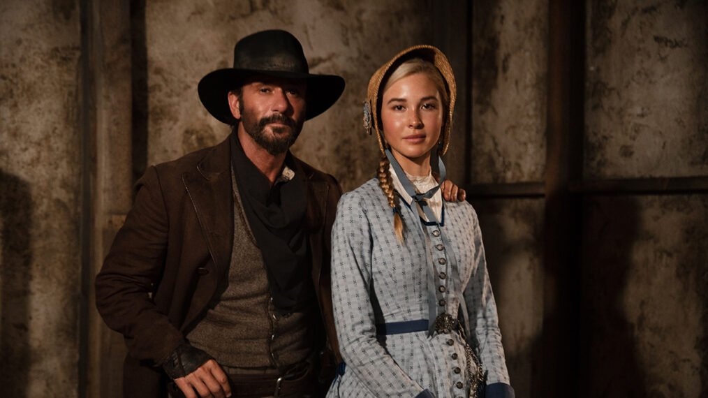 Tim McGraw as James and Isabel May as Elsa in the series 1883